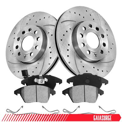 288mm Front Disc Brake Rotors & Ceramic Pads Kit for Volkswagen Jetta/Beetle