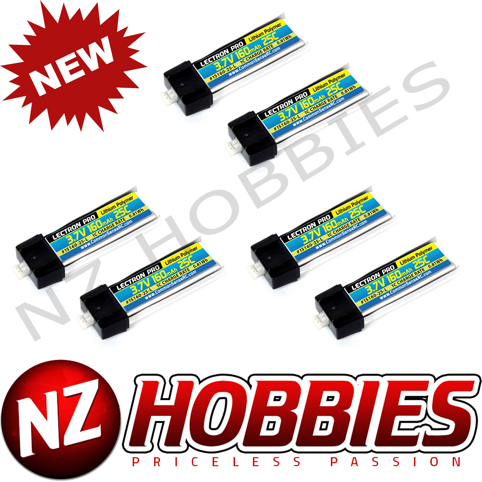Lectron Pro 3.7 volt 160mAh 25C Lipo Battery 6 pcs Blade mCX mSR 1S160-25-L
