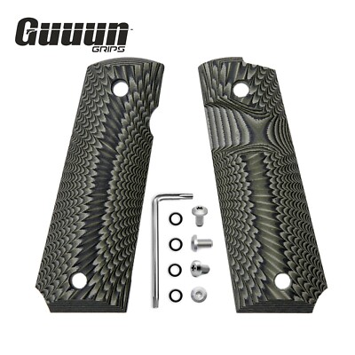 Guuun 1911 Grips G10 Full Size Ambi Safety Cut Big Scoop Sunburst Texture