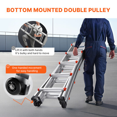 Telescoping Ladder A Frame 16.7 FT Extension Multi-Function for Homework