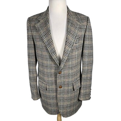Stanley Blacker Mens Sz 38R Multi Color Herringbone Guess Wool Sport Coat  S99