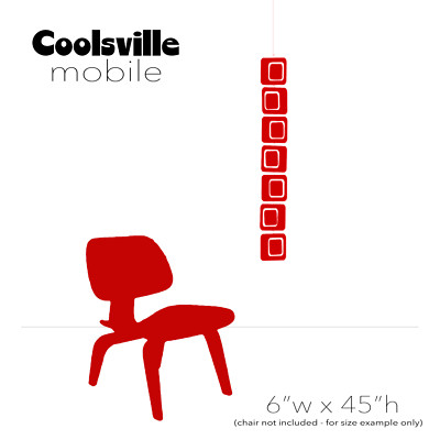 Hot Red Coolsville Vertical Hanging Art Mobile - 3 Sizes Mid Century Modern MCM