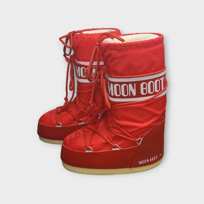 Moon Boot ICON JUNIOR RED NYLON BOOTS. Size EU. 35-38. US 3.5- 6
