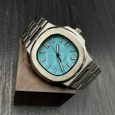 Custom Made Mods Watch Nautilus Style with NH35 Automatic Movement Blue Dial