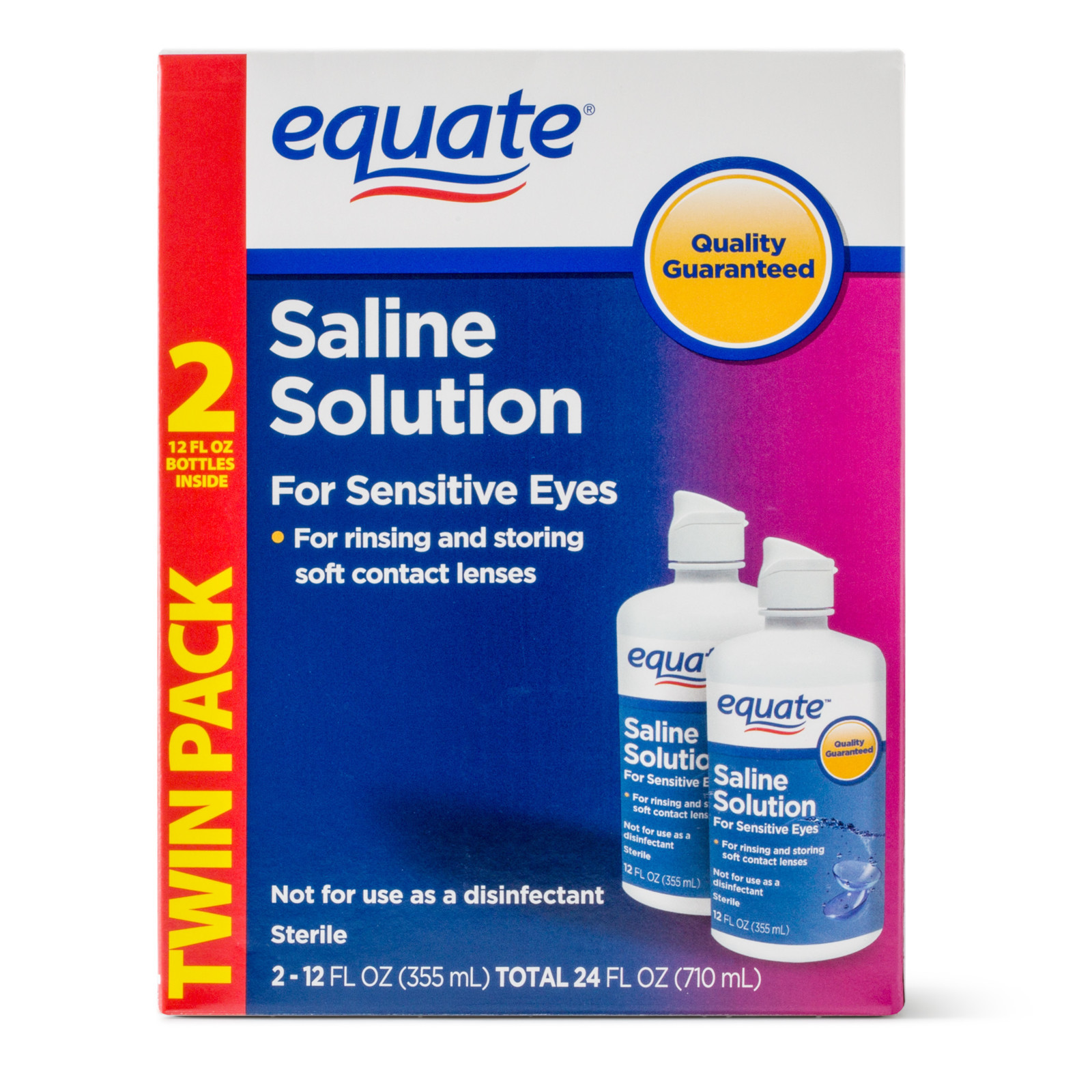4 Bottles Equate Saline Solution for Sensitive Eyes Twin Pack 12 Oz,each 2 Packs