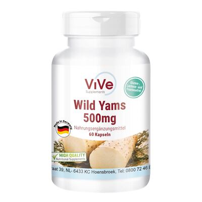 Yamswurzel-Extrakt 500 mg - 60 Kapseln, 20% Diosgenin - vegan | ViVe Supplements