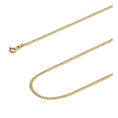 Pre-owned Wellingsale 14k Two Tone Gold Solid 2mm Cuban Curb Pave Chain Necklace