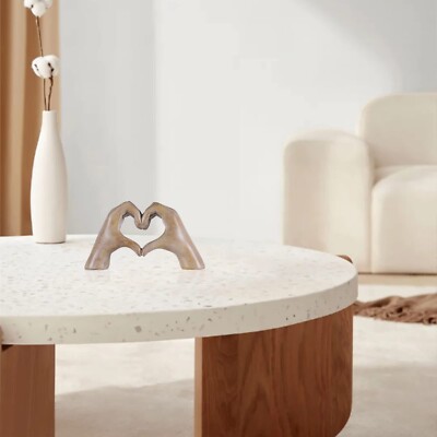 Heart Hand Sculpture, Wood Grain Home Decor Aesthetics for Room Shelf Coffee ...