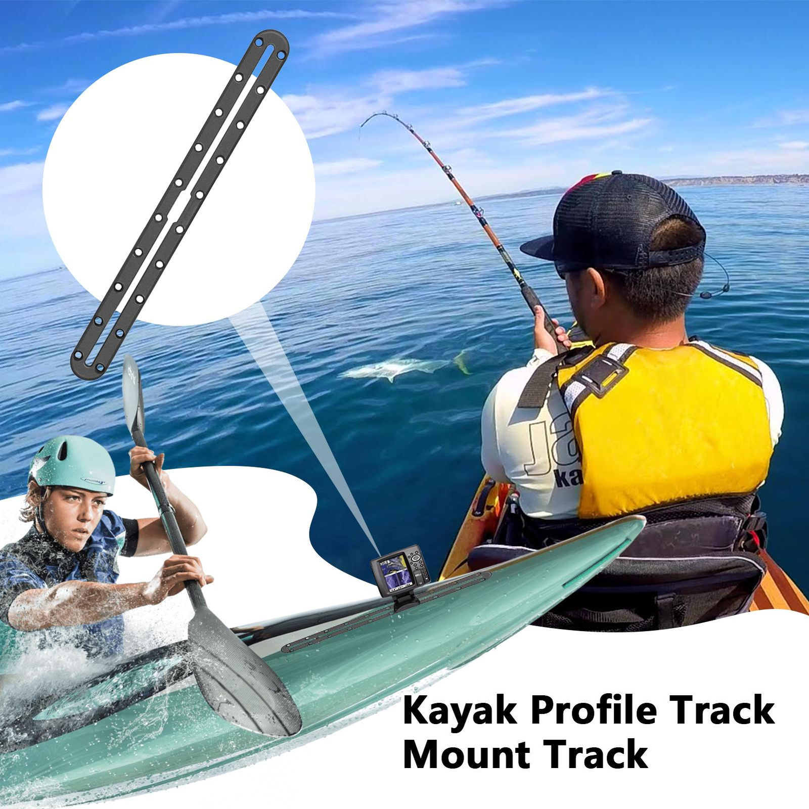 Low Profile Track Kayak Slide Rail Bracket Base Accessories 