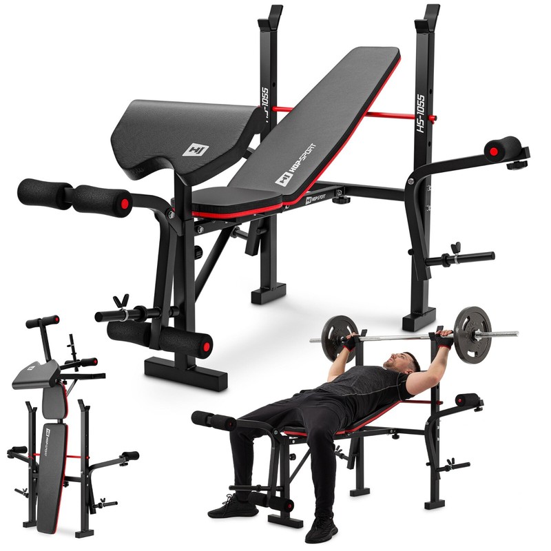 Hop-Sport Hantelbank Hs-1055 Kraftstation Trainingsbank Klappbar Verstellbar