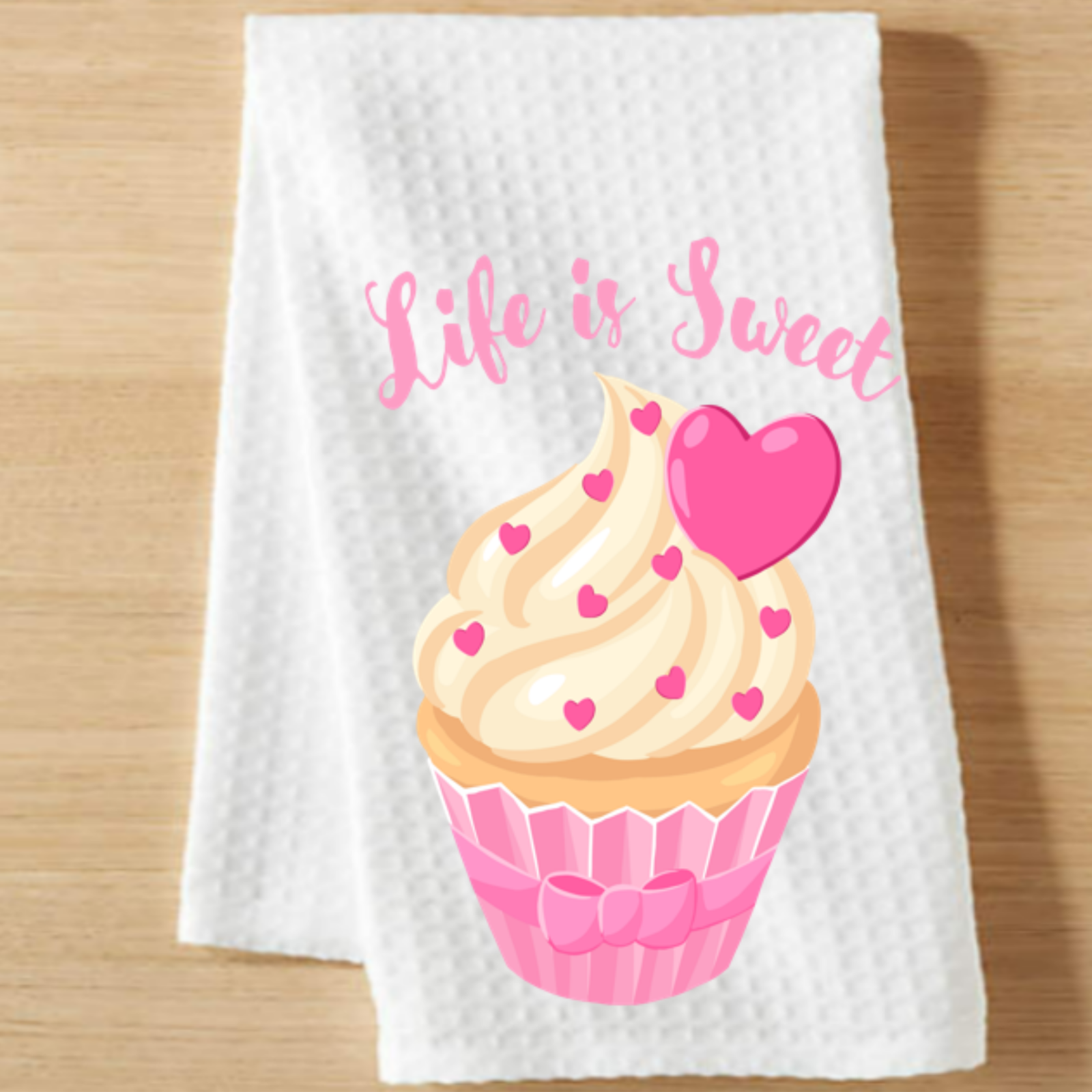 Cupcake Kitchen Towel Dessert Baking Gift Home Decor Pink Hear...