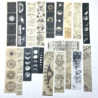 Vintage Style Moon Celestial Science Washi Sticker Strips Planner Journaling