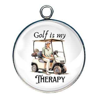 Golf Lover Glass Cabochon Charms for Jewelry Making