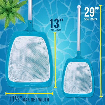 U.S. Pool Supply Spa, Hot Tub, Pool Hand Leaf Skimmer Net, 17" Pole - Ultra Fine