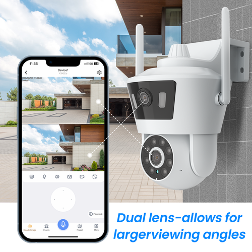 Dual Lens HD 4MP Wireless WiFi IP Security Camera Outdoor CCTV PTZ Home Audio IR