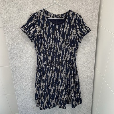 Tokito Dress Womens Size 10 Navy Fit & Flare Short Sleeve Pleat 8470