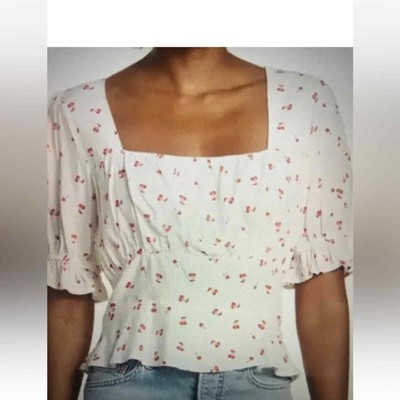 ''NWT'' THE GOOD JANE Eloise Cherry Pop Crop Top, White/Red, Size XL (b14)