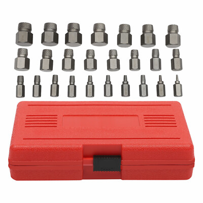 25 Pcs Multi-Spline Screw Extractor Set Hex Head Bit Socket Wrench Bolt Remover