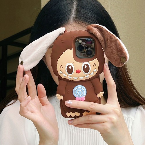 Plush Ears Labubu Monsters Soft Case Cover For iPhone 16 Pro Max