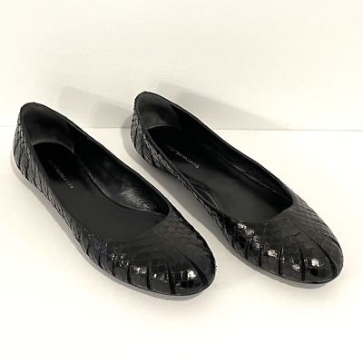 BALENCIAGA black python ballet flats shoes Euro size 39.5 US 8.5 9