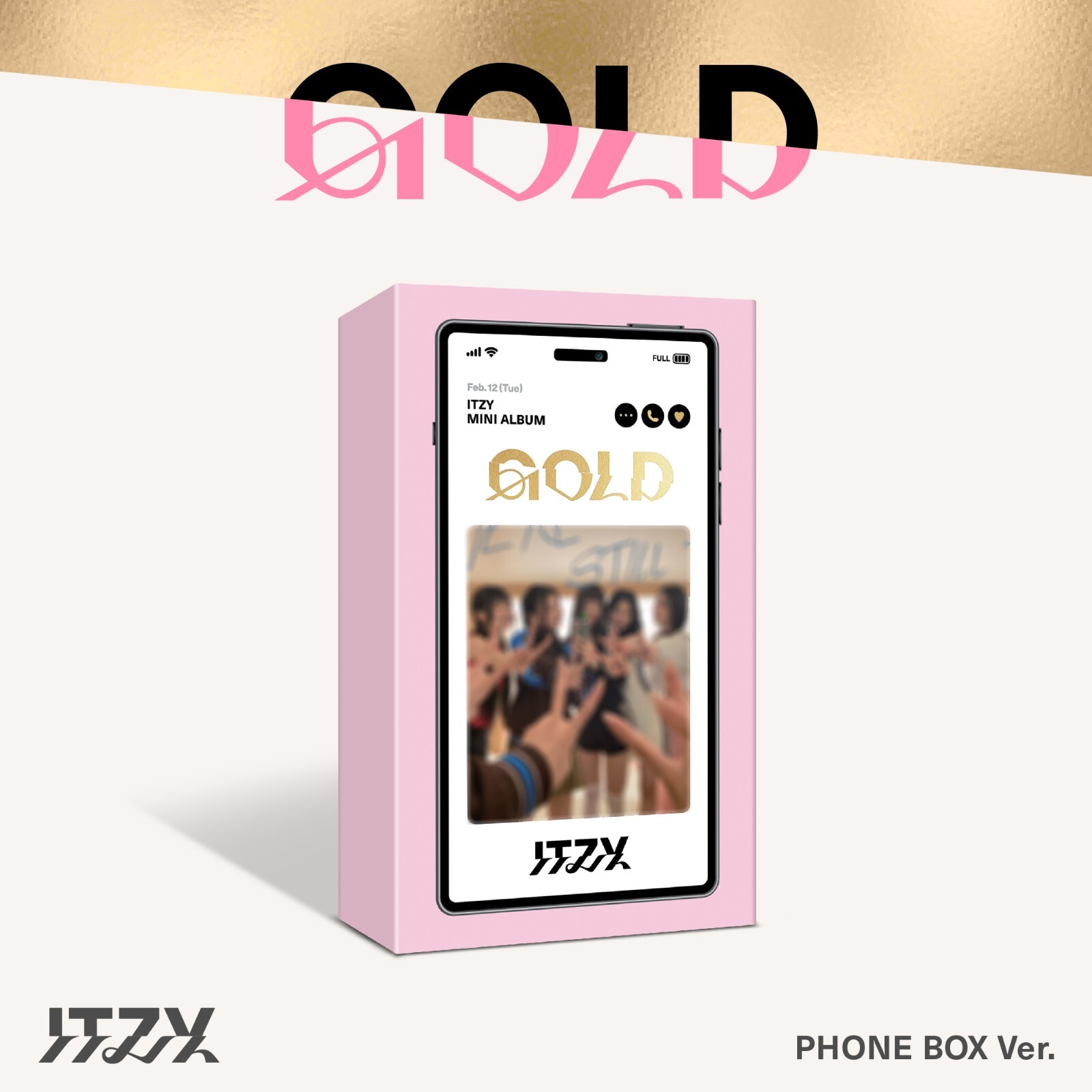 りんご K-POP ITZY Album [GOLD] PHONE BOX Ver. Mini 2CD+Book+P.Card+