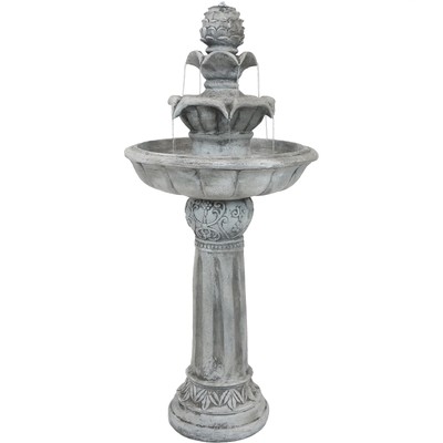 Ornate Elegance Outdoor Solar Fountain with Battery - White by Sunnydaze