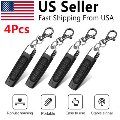 4X Universal Electric Cloning Remote Control Key Fob 433MHz For Gate Garage Door