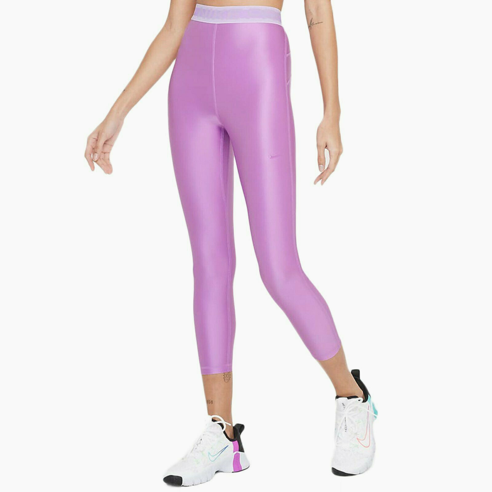Nike Pro Size S M L SHINE Women's High Waisted 7/8 Shinny Nike Pro Size S M L SHINE Women's High Waisted 7/8 Shinny