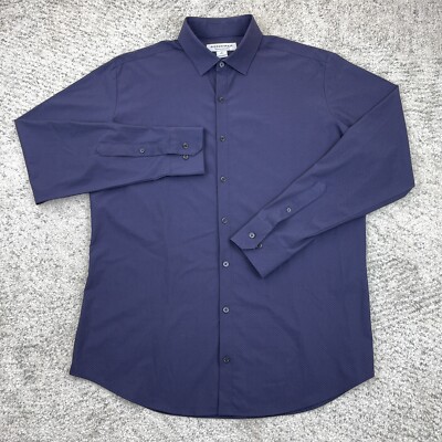 Mizzen Main Shirt Mens Medium Classic Performance Long Sleeve Stretch Blue Red