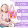 Beem Jun Baby Doll Bottles Accessories Set for Toddlers, 2 Milk and 2 Juice Bottles and 2 Toy Pacifier (Pink)