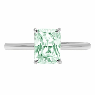 Pre-owned Pucci 2.5 Radiant Wedding Statement Bridal Classic Ring 14k White Gold Blue Moissanite In D