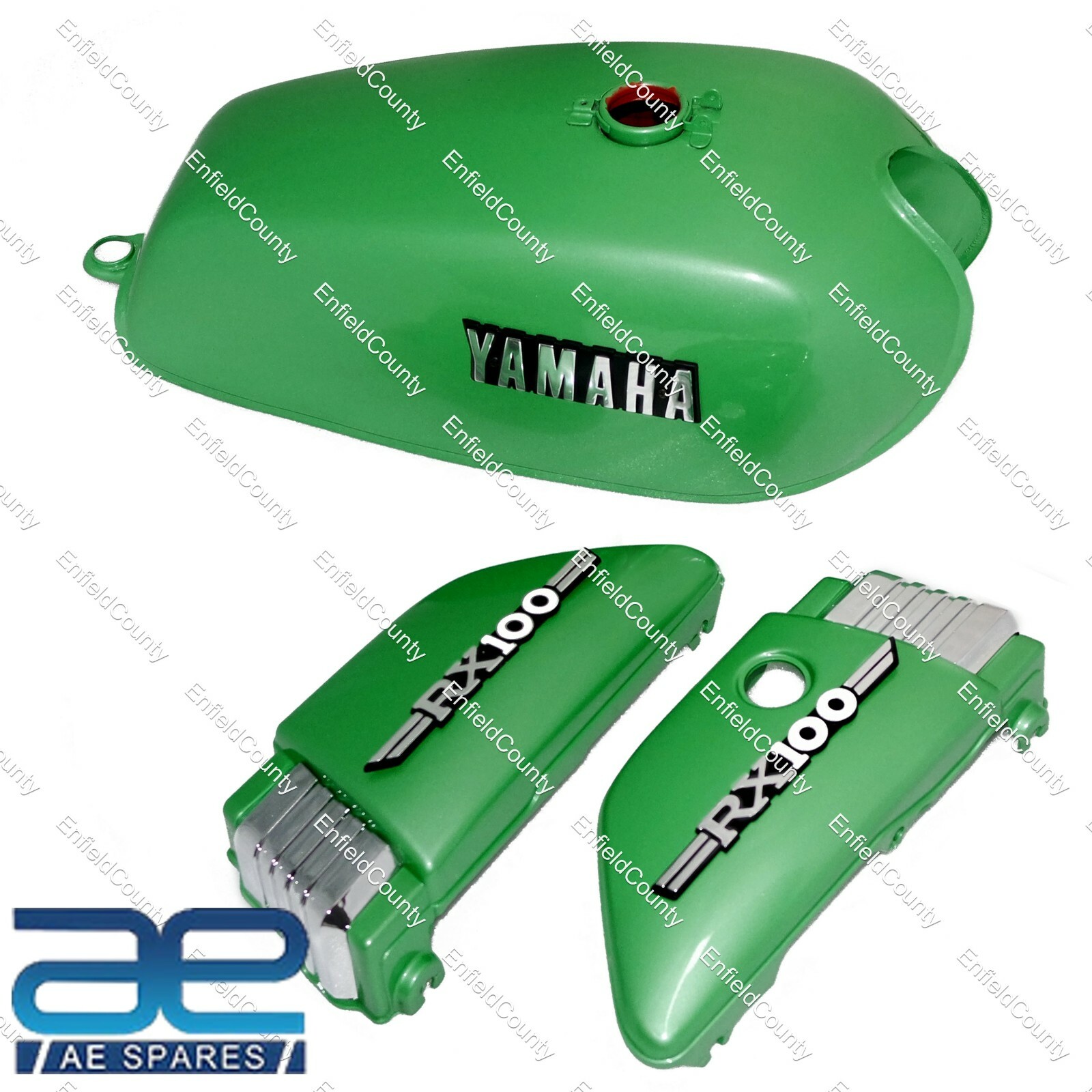 For Yamaha Rx100 Rx125 Green Petrol Fuel Tank With Side Panel With Lid Cap & Tap  