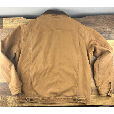 Woolrich Jacket Mens XL Canvas Sherpa Lined Trucker Work Jacket Brown - Image 3