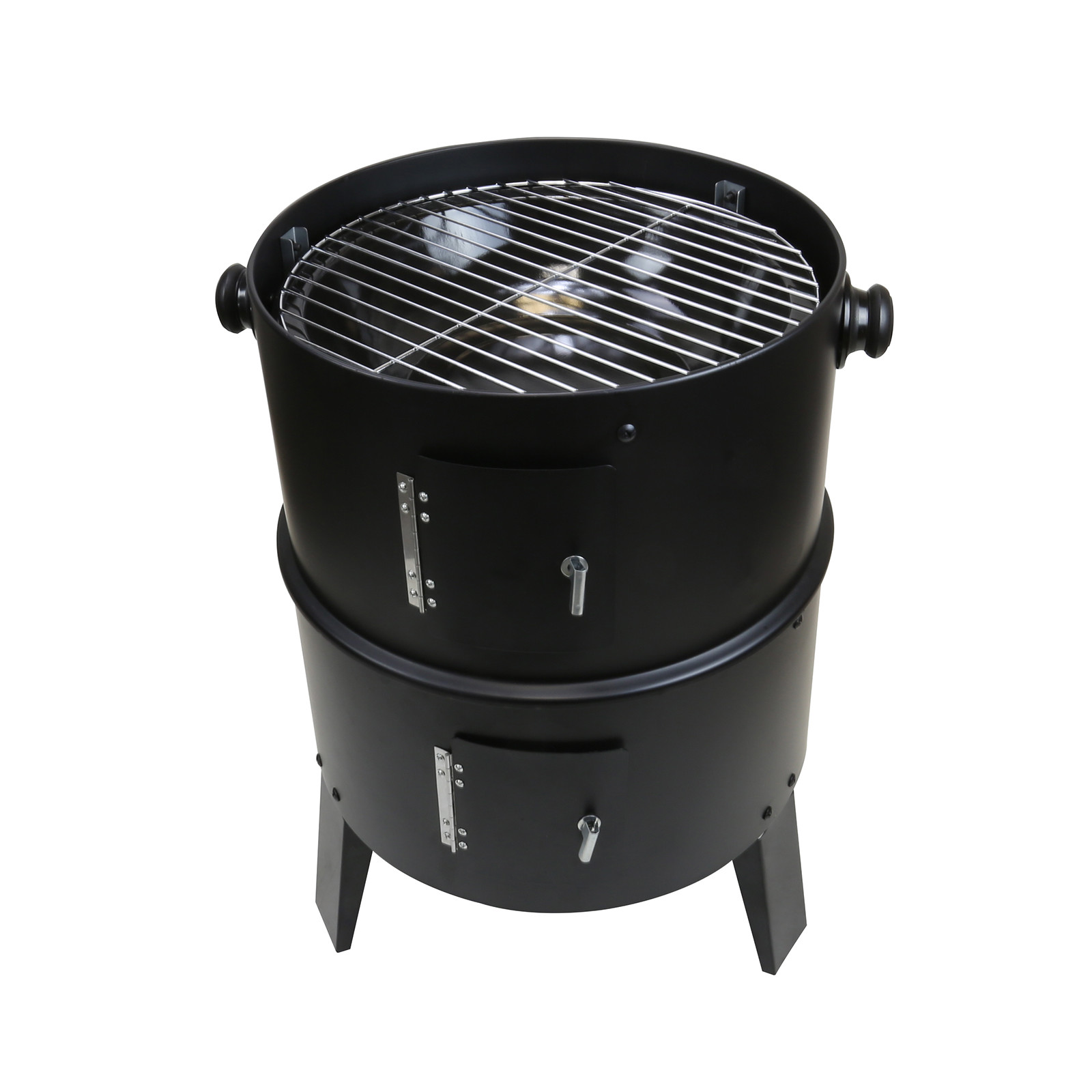 3 in 1 Black BBQ Charcoal Grill Barbecue Smoker Garden Outdoor Cooking