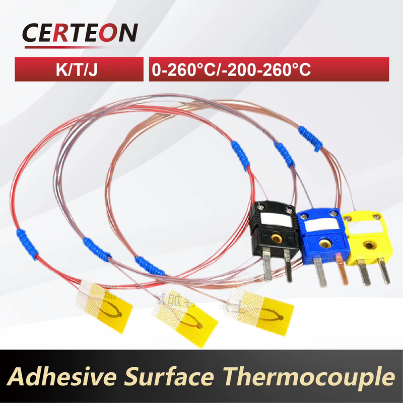 K T J Type Surface Mount Adhesive Thermocouple Probe Thin Film Stick-on Sensor 0