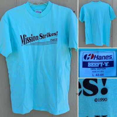Vintage Mission Strikes! c 1990 Part II T-Shirt Singke Stich Made In USA L 42-44