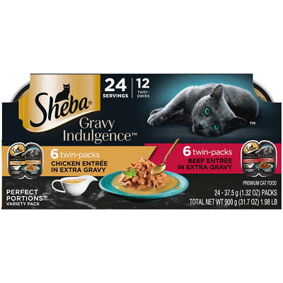 Sheba Gravy Indulgence Adult Wet Cat Food Variety Pack Flavor 2.64 oz Pack of 24