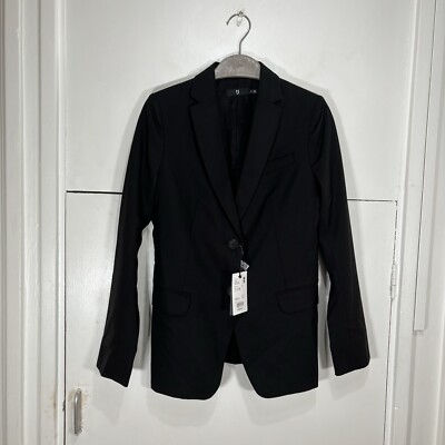Jil Sander Uniqlo Tailored Blazer Jacket Black Wool Mohair Women s Size S NWT
