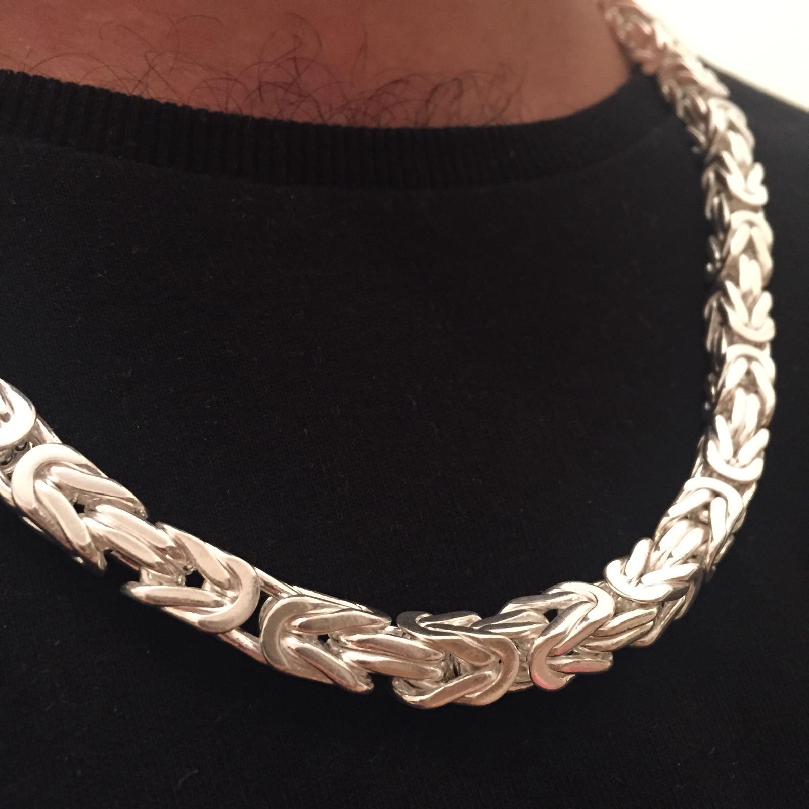 Pre-owned Handmade 8mm 925 Sterling Silver Mens Chain Necklace Byzantine Silver Chain 20inch 175gr