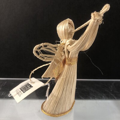 Ten Thousand Villages Natural Fibers Angel Ornament Shelf Sitter Holiday 4''