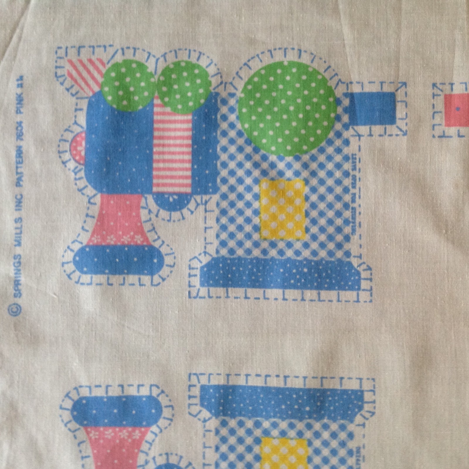 4 Vtg 1970s Cut and Sew Train Toy Pillow Calico Fabric Panel Easy Beginner Baby