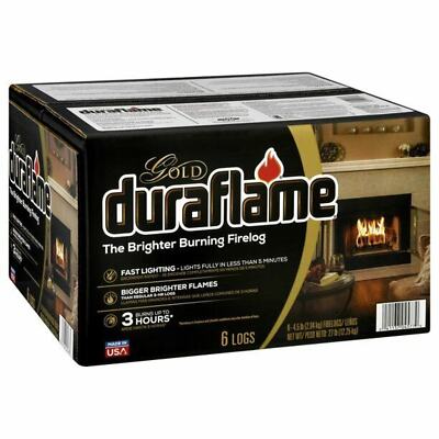 6 Pack Gold Ultra Premium Fire Logs 3 Hour Burn Duraflame Fireplace Log 4.5#