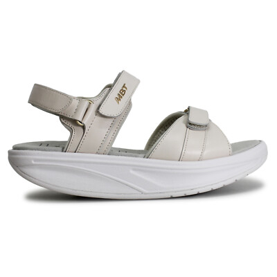 Pre-owned Mbt Womens Sandals Sumu 8 Casual Slingback Hook-and-loop Leather In Ivory