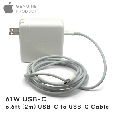 Genuine Apple 61W USB-C Power Adapter A1718 and 2m USB-C Cable