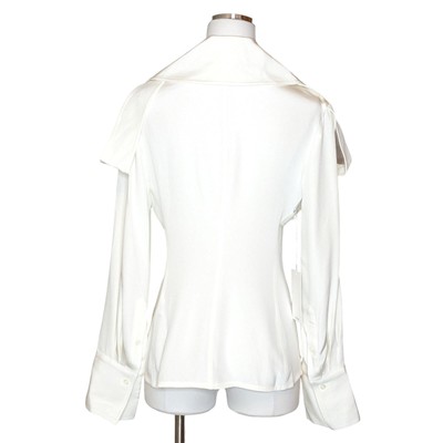Pre-owned Peter Do Silk Trench Blouse Fr 38 Us 6 White Double Breasted Button $1250