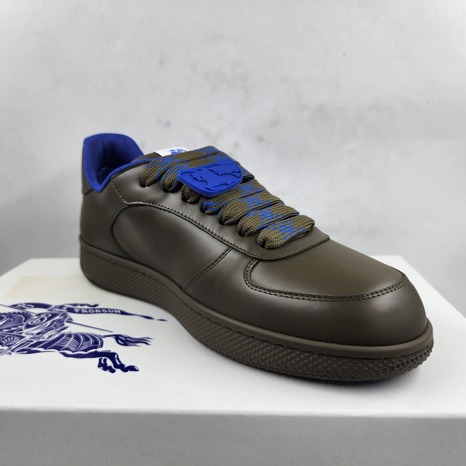 Burberry Terrace Leather Low-Top Sneakers Men's 43.5/10.5 US Loch Round Toe - Picture 11 of 16