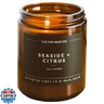 Calyan Wax Co. Soy Wax Candle, Seaside + Citrus Scented Candle, 57 Hour Burn Time, Aromatherapy Soy Candles, Non Toxic and Vegan Soy Wax, Amber Glass Jar Scented Candles, 7.2oz