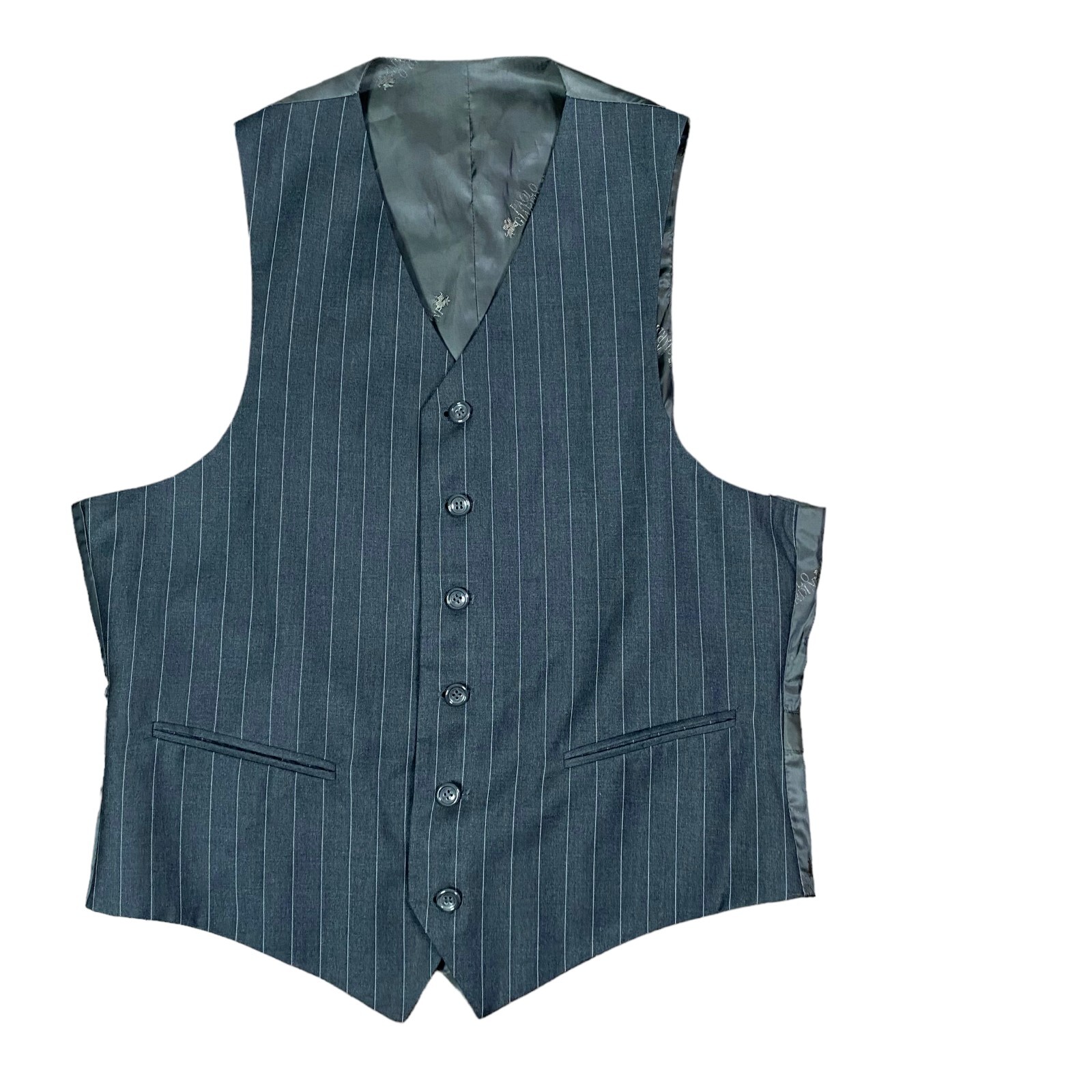 Paolo Giardini Suit Vest Male Size 40 Dark Gray Pinstripe
