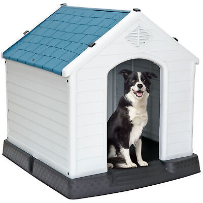 Large Plastic Dog House Indoor Outdoor Dog Kennel Puppy Shelter w/Air Vents 