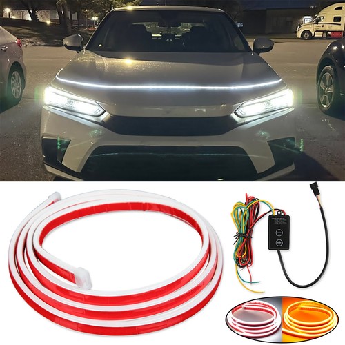 やす⭐️ For Honda Civic Car Hood Light LED Strip with DRL White & Amber